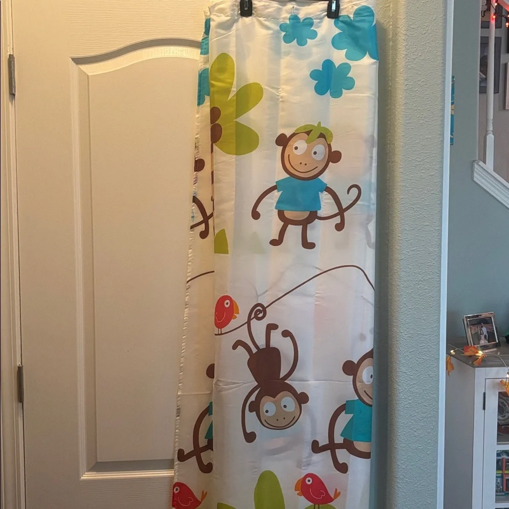 Jungle Monkey Shower Curtain, monkey bath mat & monkey wall art